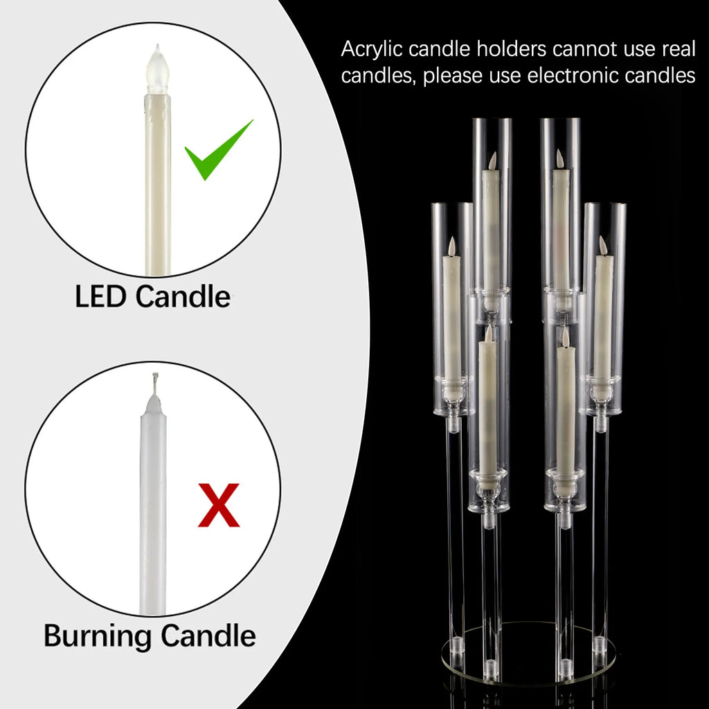 10pcs Candlestick Holde 6 Arm Candelabras Clear Taper Candle Holders Candlestick Holder for Wedding, Party, Dining Table