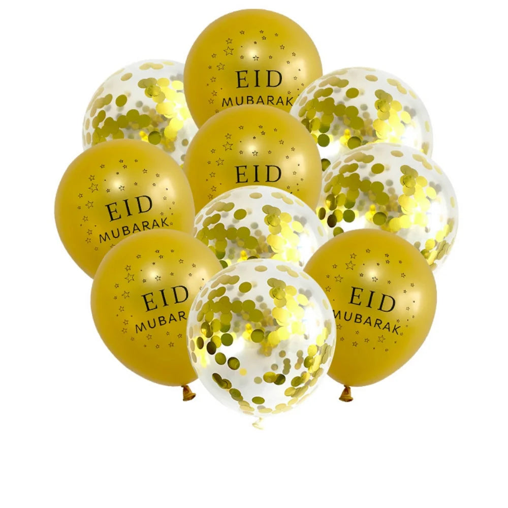 10Pcs Eid Mubarak Latex Balloon Ramadan Kareem Decoration Air Globos Ramadan Mubarak Muslim Islamic Festival Party Supplies 2024