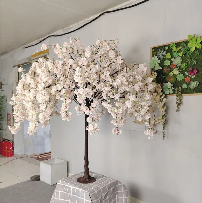 Sakura Artificial Flower Tree Weeping Willow Plants Suitable for Indoor Outdoor Home Wedding Party Garden Shopping Mall Decorati