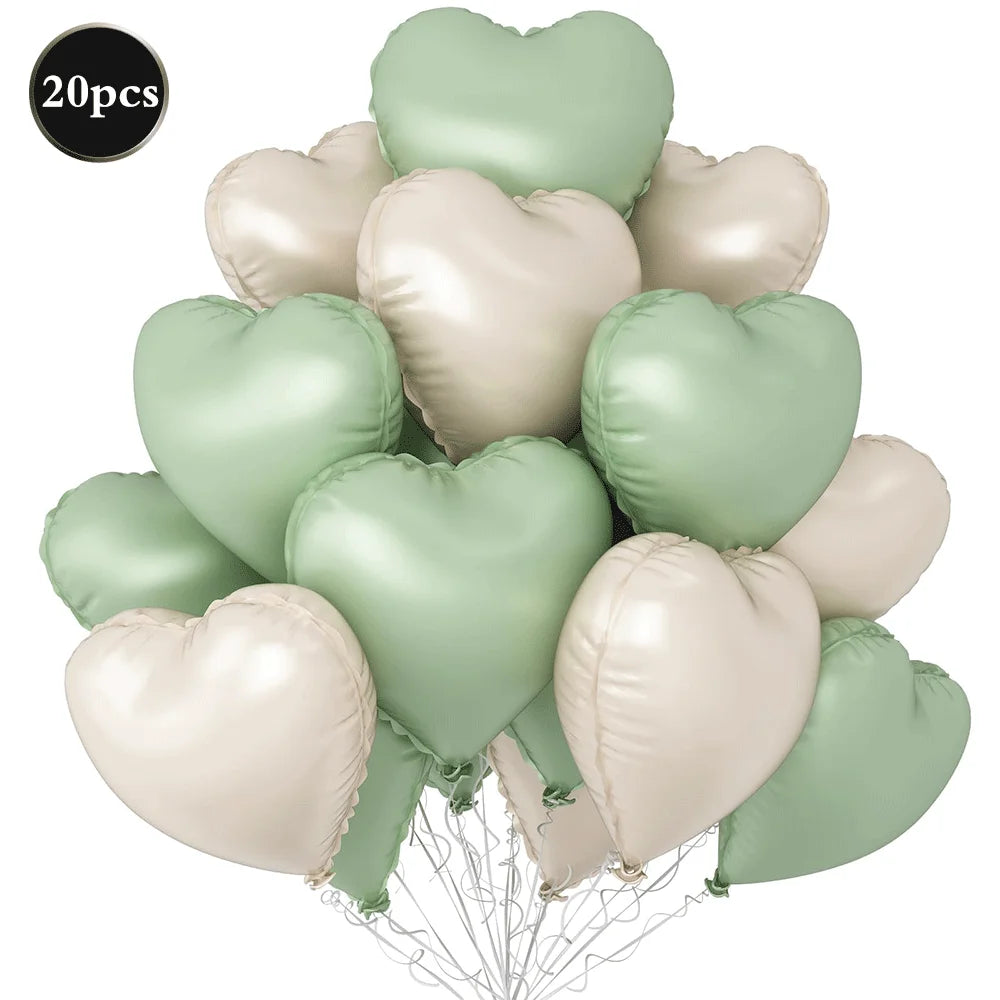 20Pcs Heart Balloons 18inch Cream Pink Love Heart Shaped Balloon Girls Birthday Party Bridal Wedding Valentine's Day Decorations