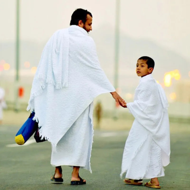 Middle East Arabic Men’s Two-Piece Ihram Pilgrimage Towel Set