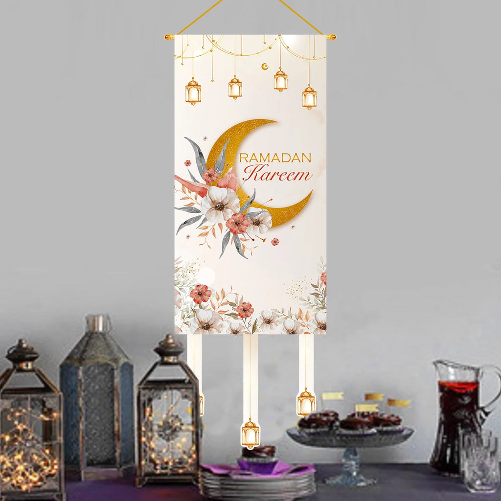 Eid Mubarak Decoration Hanging Flag Eid Mubarak Decor 2025 for Home Islamic Muslim Party Decor Ramadan Kareem Eid Al-Fitr Gift