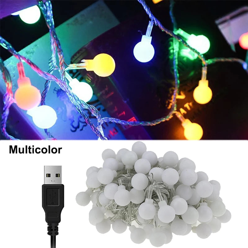 Led String Lights Usb Festoon Lights Outdoor Waterproof String Ball Lights Bedroom Christmas Lights Tree Fairy Lights Warm White