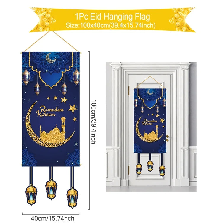 Eid Mubarak Decoration Hanging Flag Eid Mubarak Decor 2025 for Home Islamic Muslim Party Decor Ramadan Kareem Eid Al-Fitr Gift