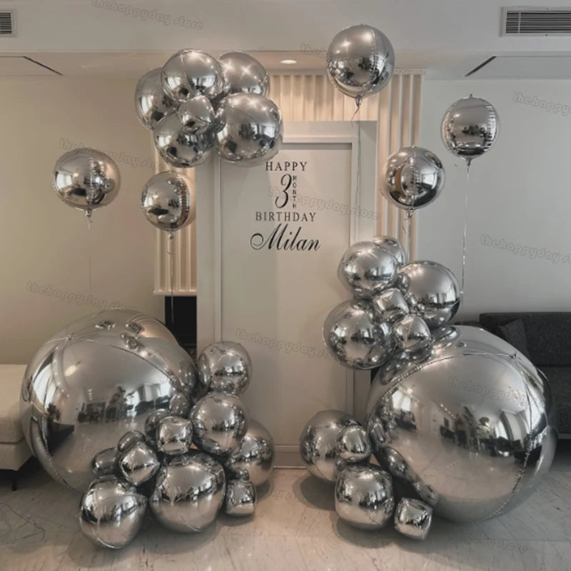 20/10Pcs Hanging 4D Round Foil Balloons 22in Dark Green 4D Round Balloon for Wedding Birthday Xmas Party Helium Air Globos Decor