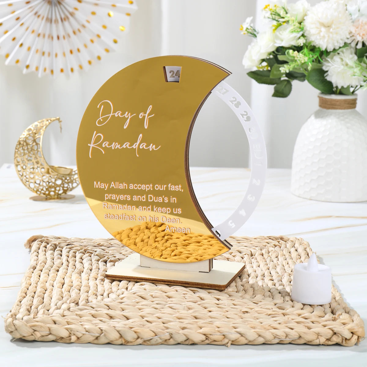 Ramadan Kareem Countdown Calendar Ornament Eid Mubarak Decoration 2025 For Home Muslim Islamic Festival Eid Al-Fitr Party Favors