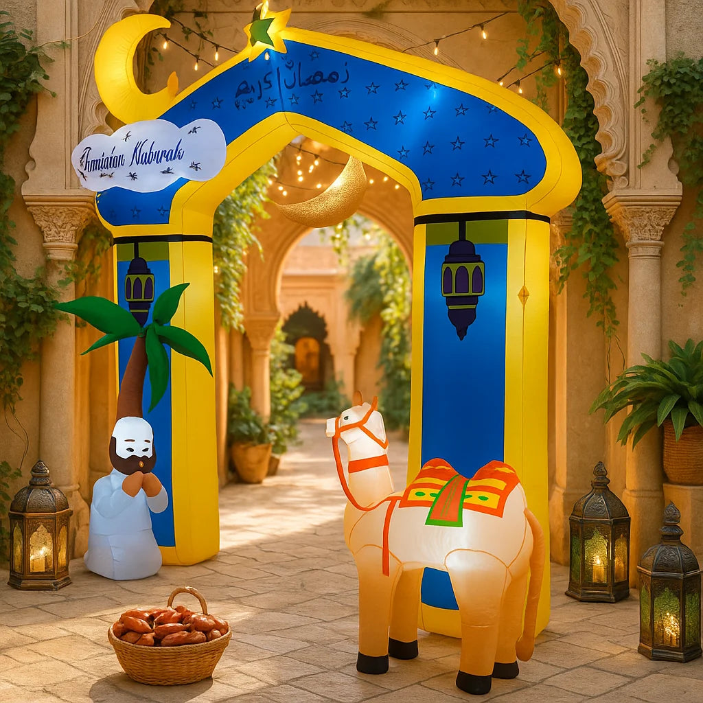Ramadan Eid Mubarak Inflatable Decorations with LED Lights Muslim Islamic Holiday DIY Party Supplies  Outdoor Yard Ornament