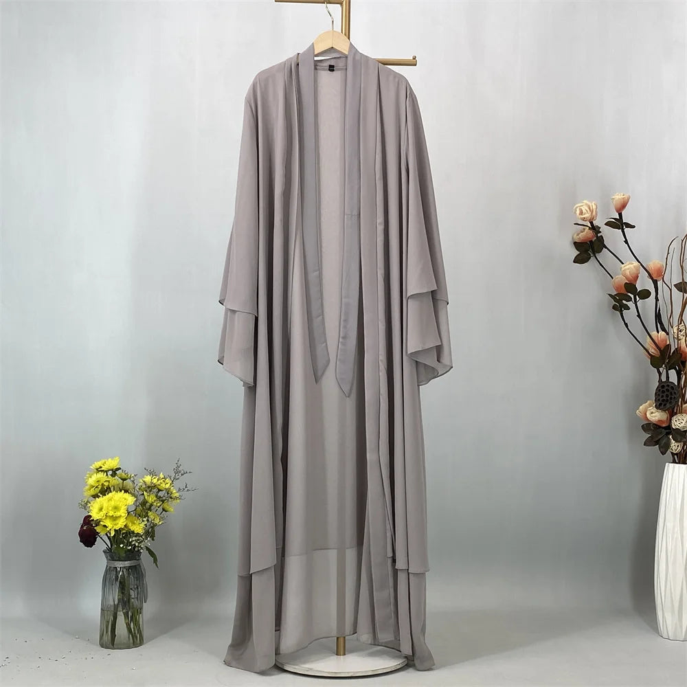 2025 Ramadan Kebaya Chiffon Open Abaya – Modest Women Muslim Kaftan Dress