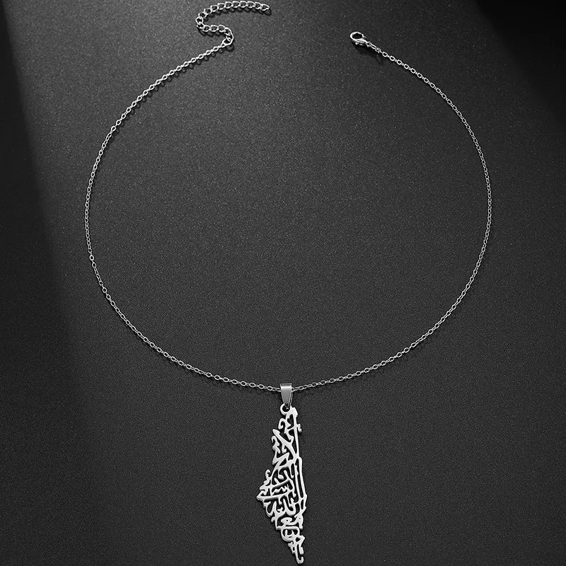 Stainless Steel Allah Necklace Arabic Calligraphy Shahada Pendant Necklace Muslim Islamic Jewelry