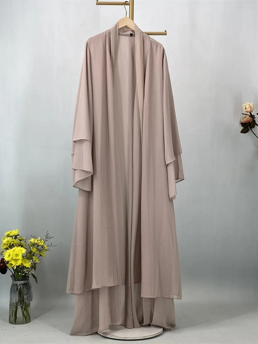 2025 Ramadan Kebaya Chiffon Open Abaya – Modest Women Muslim Kaftan Dress