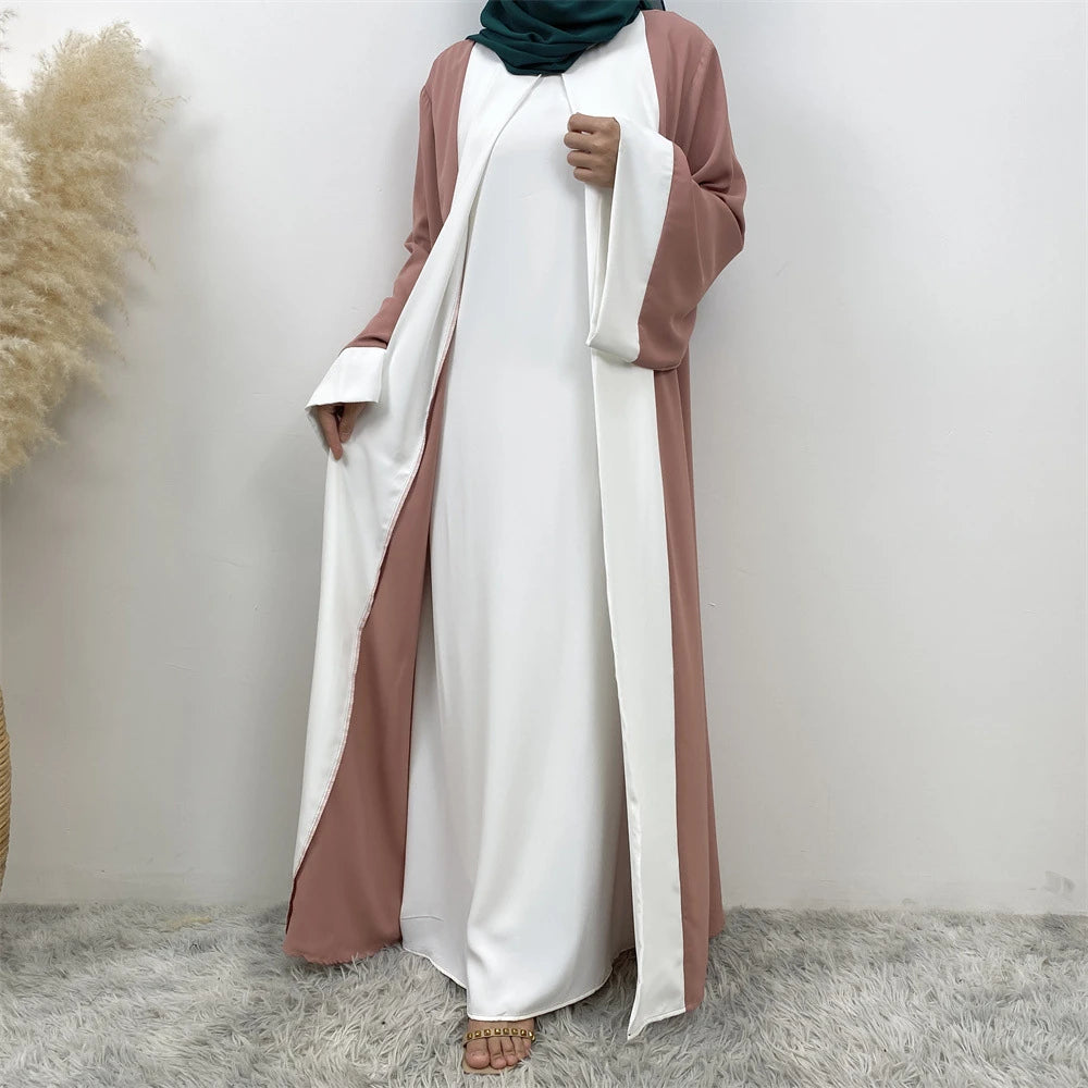 Ramadan Eid Luxury Splicing Two-Piece Style Abaya for Women – Dubai Kaftan Modest Islamic Dress Marocain Femme