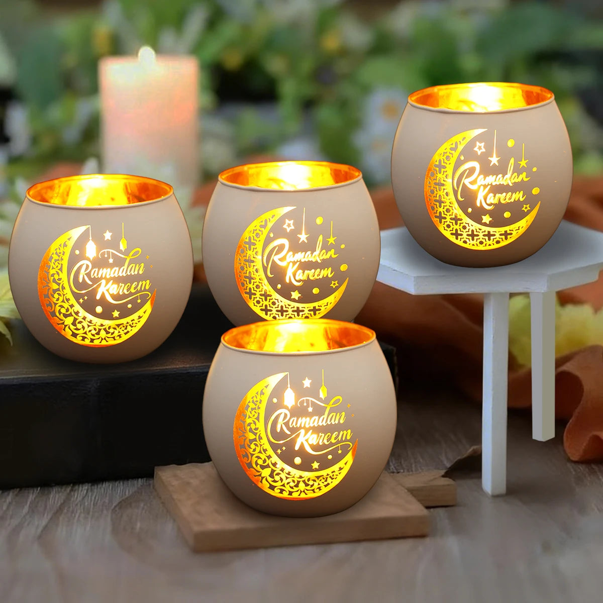 Ramadan Kareem Candle Holders Ramadan Decorations for Home 2026 Eid Al-Fitr Gifts Islamic Muslim Eid Al Adha Party Supplies