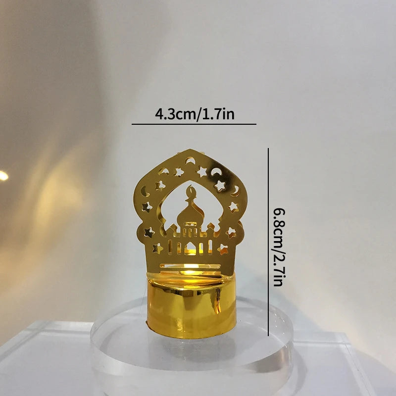 Ramadan Candlestick Islamic Prayer Candle Stick Mubarak Eid Mubarak Lamp Eid Al-Fitr Muslim Party Table Decor Lantern Light