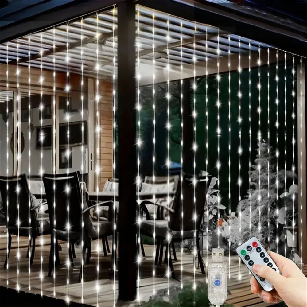 3/4/6M USB Curtain LED String Lights Fairy Lights EID Mubarak Bedroom Wedding Valentine's Day Ramadan Home Decoration 2026
