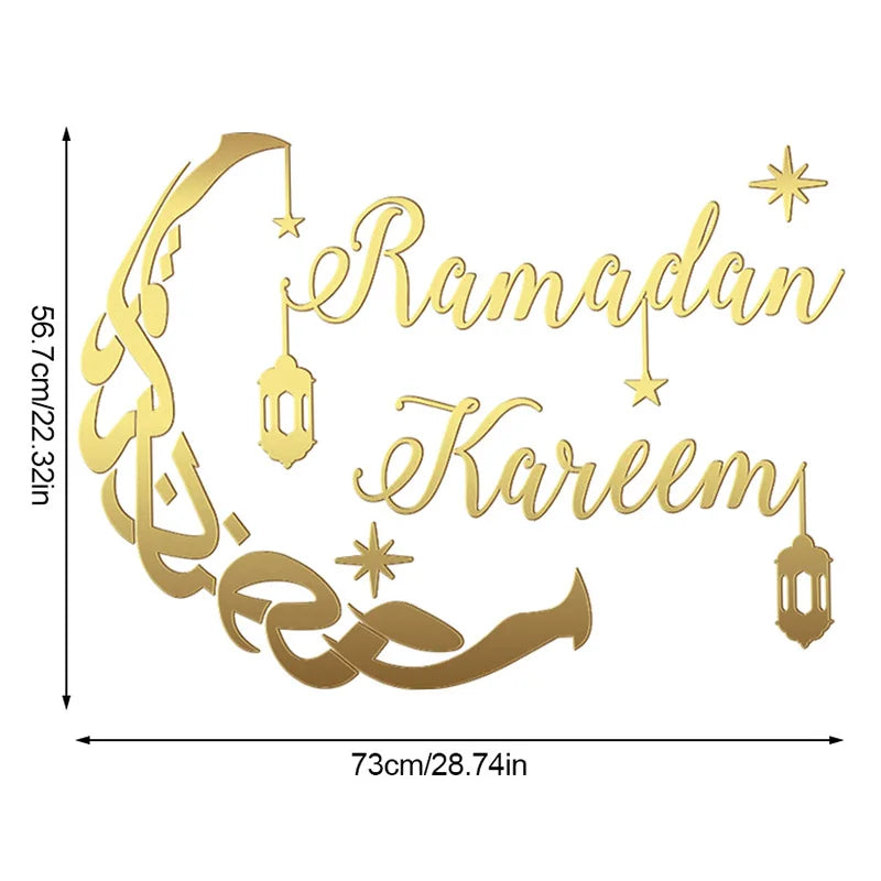 Ramadan Kareem Acrylic Mirror Wall Sticker 2025 Eid Mubarak 3D Wall Decal for Home Living Room Decoration Islamic Muslim Gift