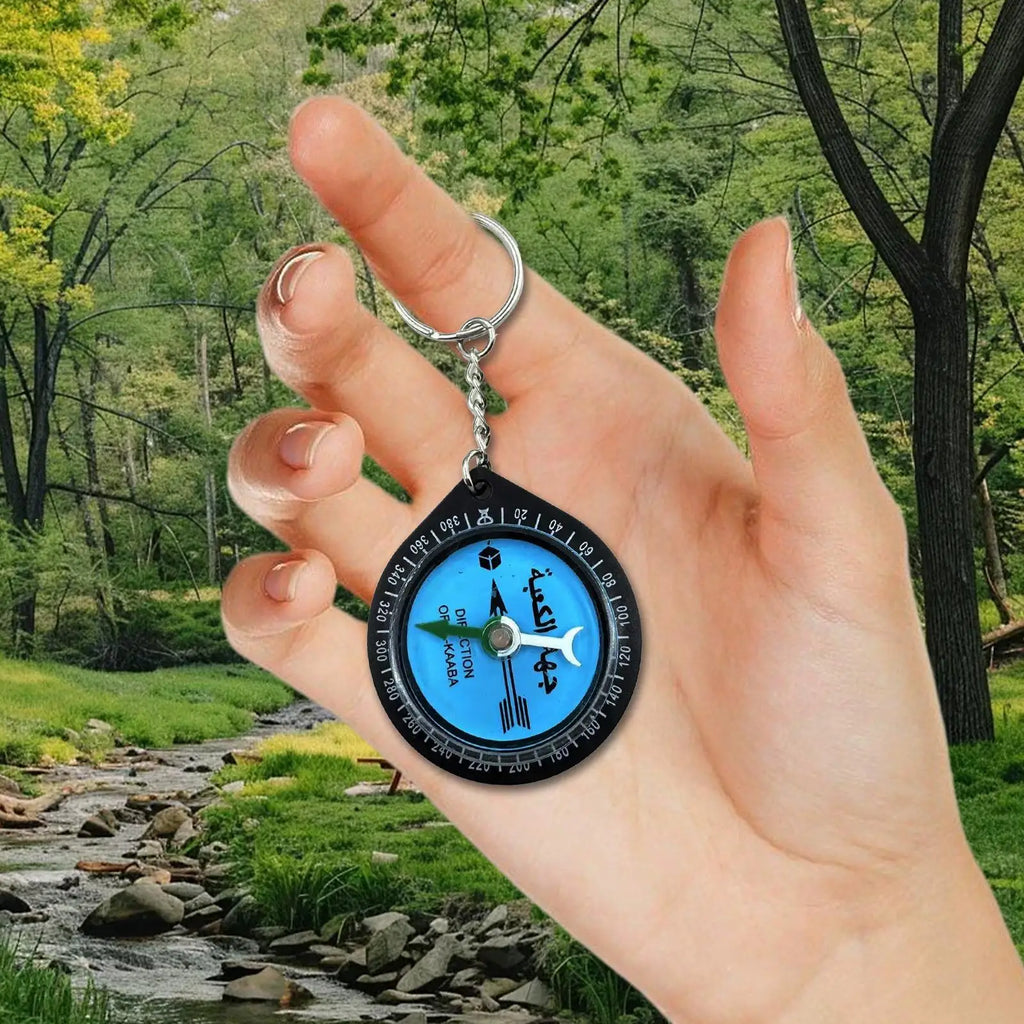 Multi-Functional Travel Compass Keychain with Qibla Direction for Prayer, Outdoor Adventure Tool for Mountaineering Backpacking