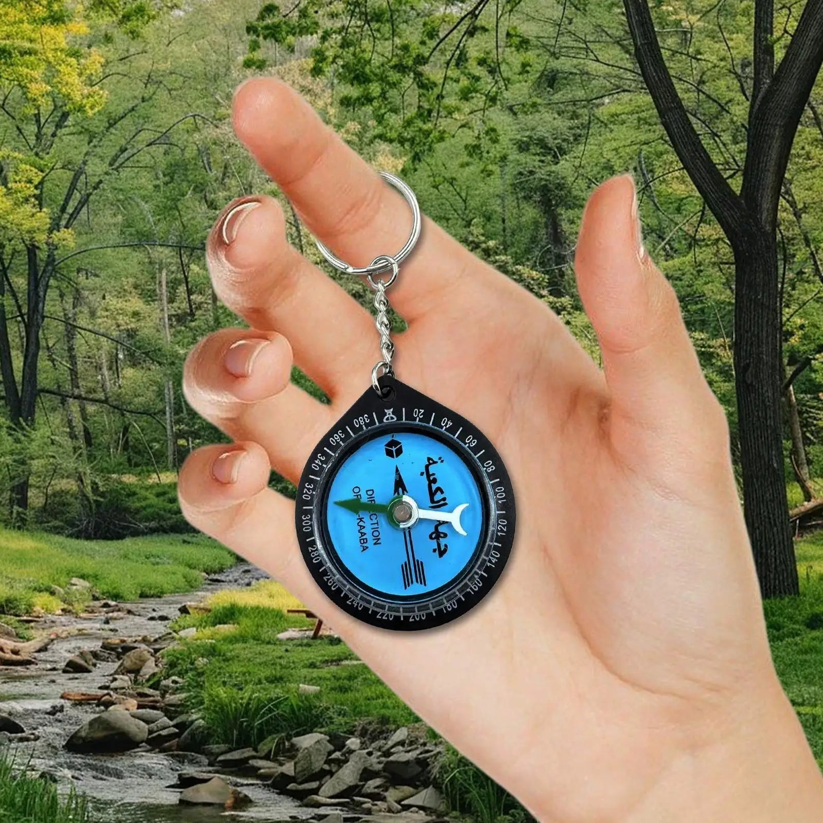 Multi-Functional Travel Compass Keychain with Qibla Direction for Prayer, Outdoor Adventure Tool for Mountaineering Backpacking