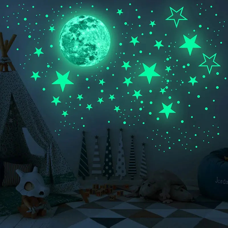 Luminous Moon Stars Astronaut Ceiling Wall Stickers The Dark Glowing Stars Planet Spaceship Bedroom Home DIY Decoration