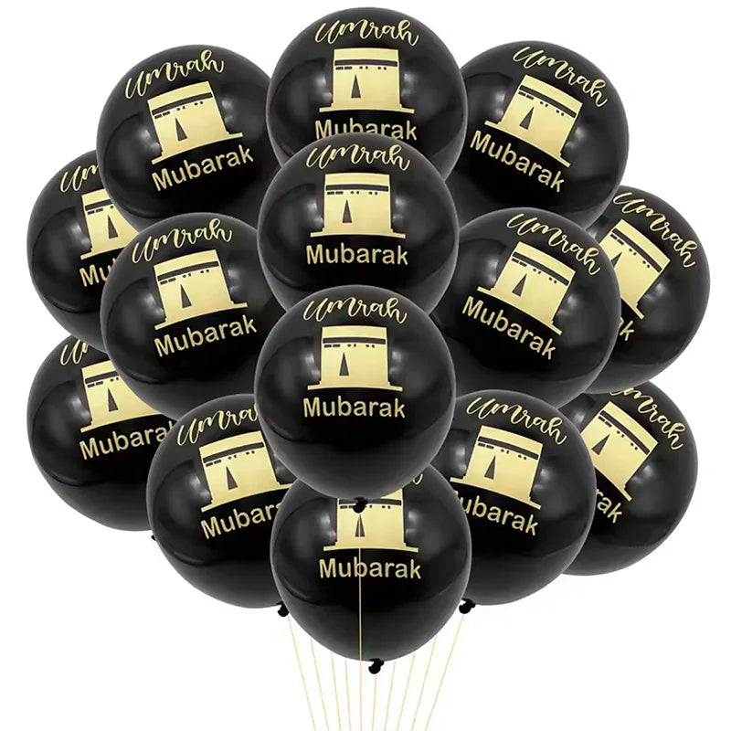 15/20Pcs Black Gold Umrah Mubarak Latex Confetti Balloon Ramadan Kareem Decor Eid Mubarak Islamic Muslim Festival Party Supplies