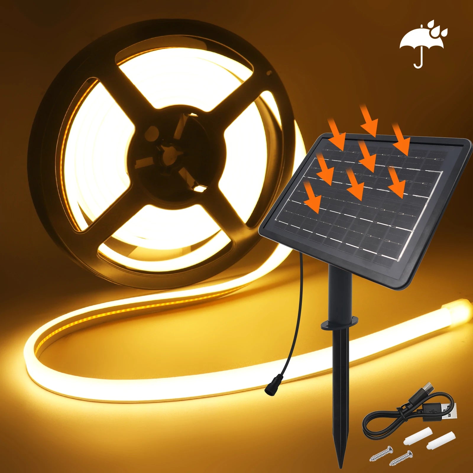 DC 24V COB Solar Neon Light Strips 320LEDs 480LEDs High Density Linear Lighting IP67 IP68 Waterproof Outdoor Warm Natural White