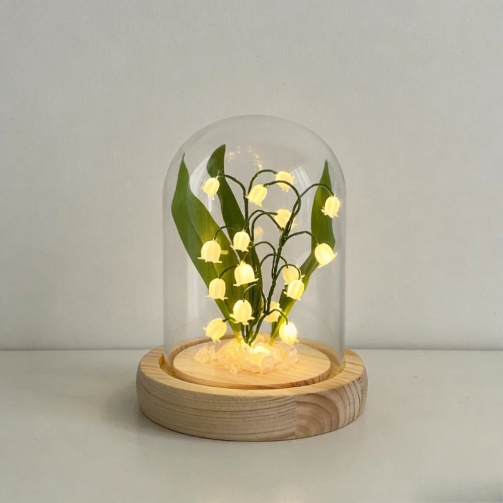Exquisite Elegant Bell Flower Night Light Decoration, DIY Handcrafted Material Package, Glass Garden-style Bedroom Item,gifts