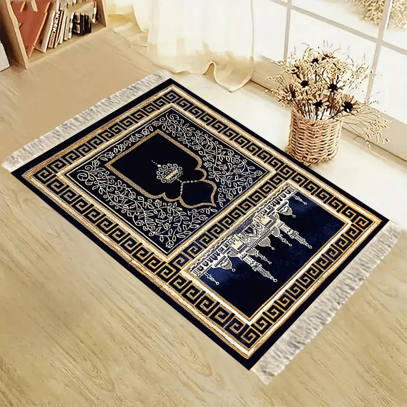 VIKAMA Portable Prayer Mat with Magnificent Mosque Pattern Foldable Carpet for Indoor and Outdoor Use Prayer Room Home Decor
