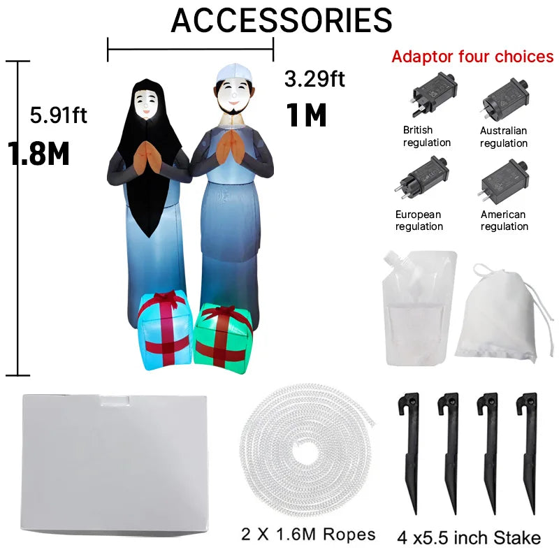Inflatable Ramadan Decoration Eid Mubarak Muslim/Islamic Decorations Built-in LED Lights Inflatable Toys Outdoor Garden Decor