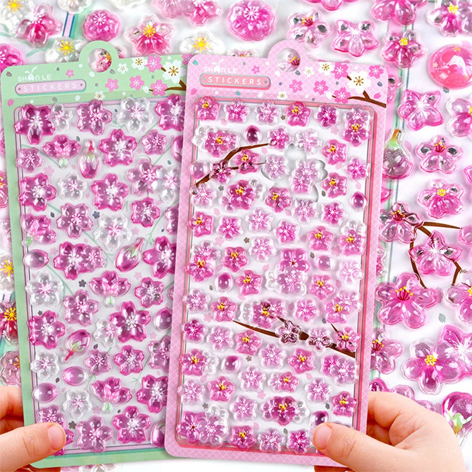 Cherry Blossom Petal Sakura Drop 3D Relief Stickers Scrapbooking DIY Journaling Stationery Diary Decor School Cute Stickers