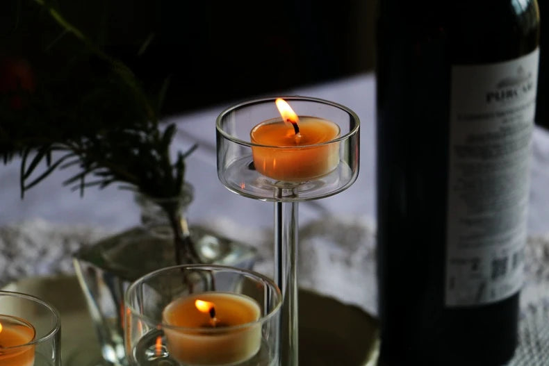 Glass Candle Holders Set Tealight Candle Holder Home Decor Wedding Table Centerpieces Crystal Holder Dinner table setting