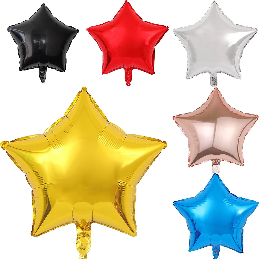 18inch Gold Star Foil Balloons Black Red Silver Five Star Balloon Set Birthday Party Decor Baby Shower Gender Reveal Decoration