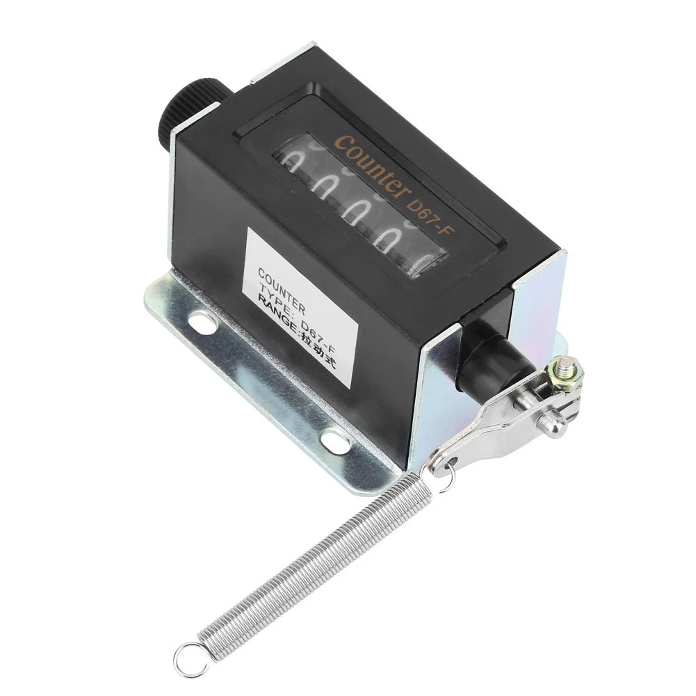 D67F 5 Digit Mechanical Resettable Manual Hand Pull Stroke Tally Counter, Mechanical Click Counter, Battery Included