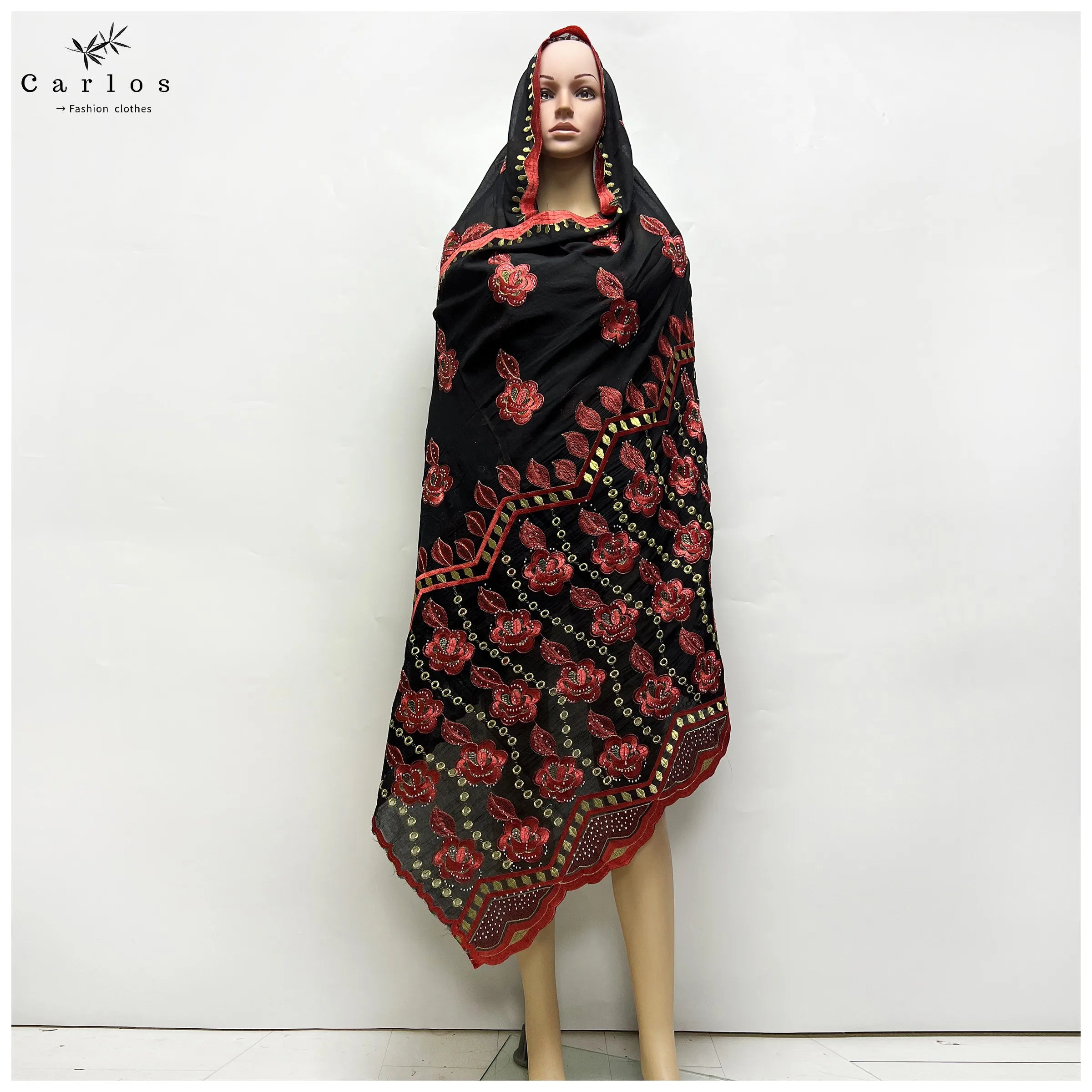 2026 New Dubai Scarf For Muslim Women African 100% Cotton Hijab Islam Hijab Pashmina Turban Headscarf Embroidery Shawls
