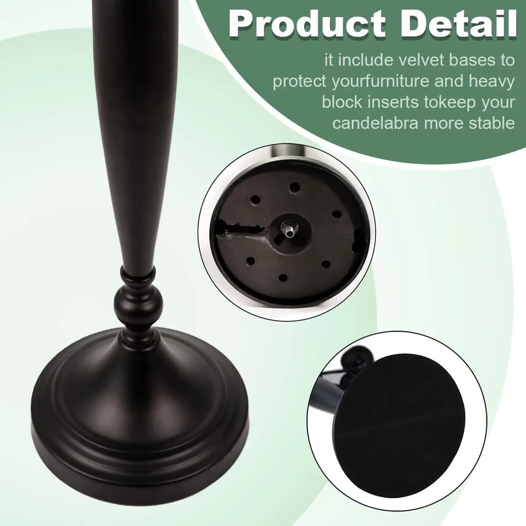 5 Arms Black Candelabra for Birthday Candle Holder for Table Centerpiece Wedding 28.54 inch Tall Candlestick Holders for Party