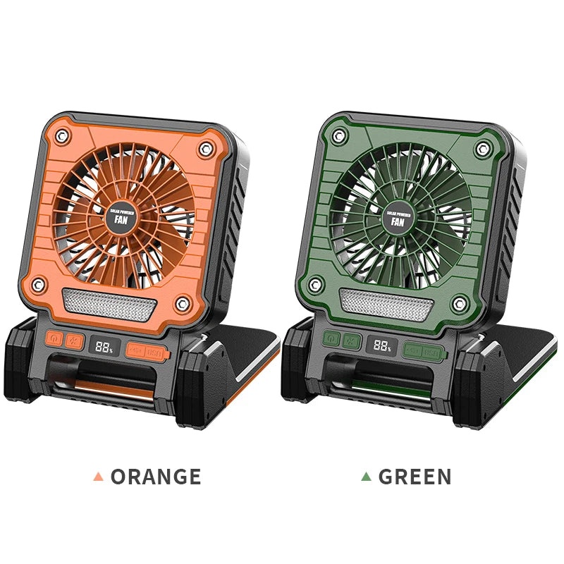 Outdoor Solar Fan Light 8 Hours Battery Foldable Tent Lantern Portable Multifunctional Camping Light Cross Border New