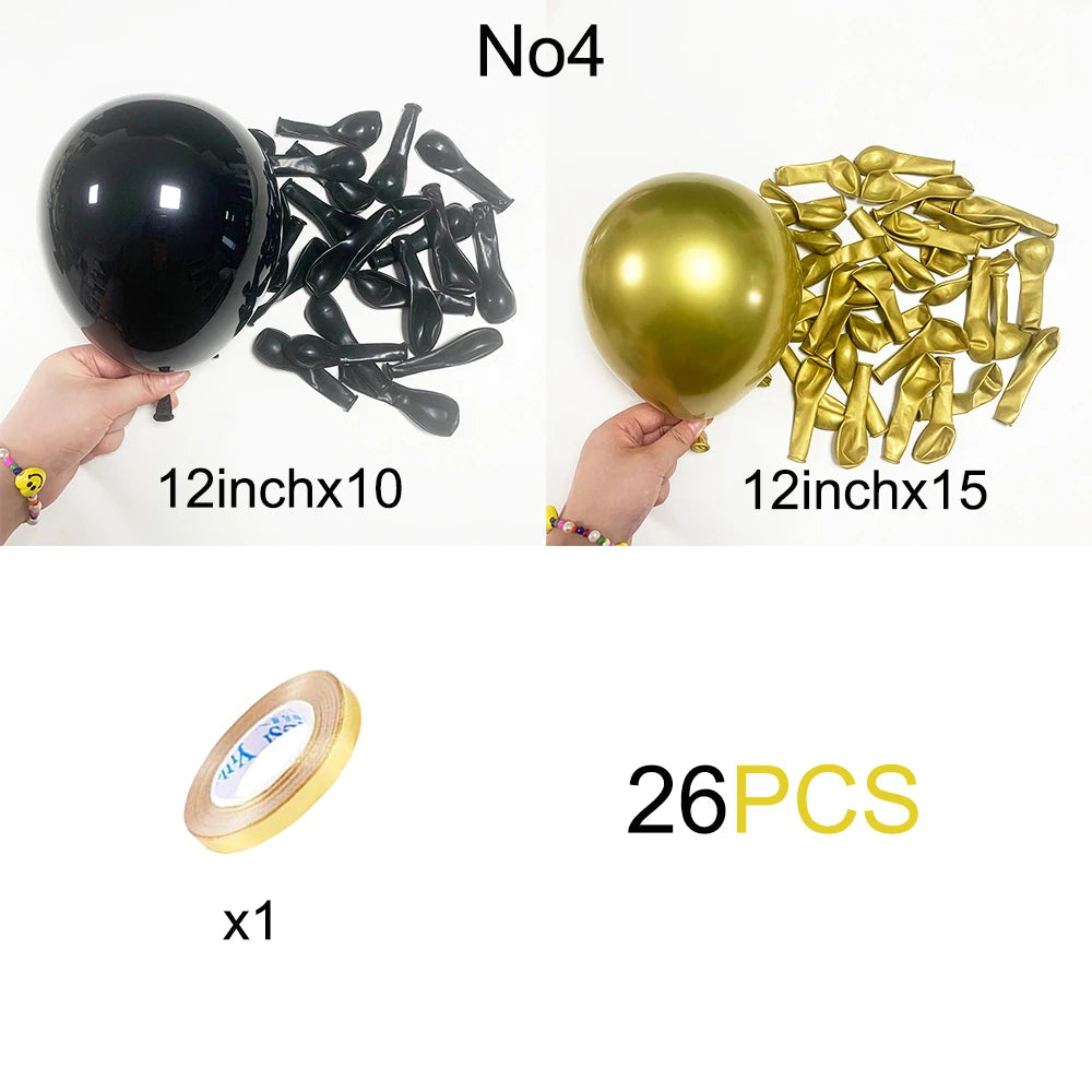12inch Black Metallic Gold Latex Balloon Set Black Gold Confetti Balloon Graduation Globos Birthday Party Baby Shower Decoration