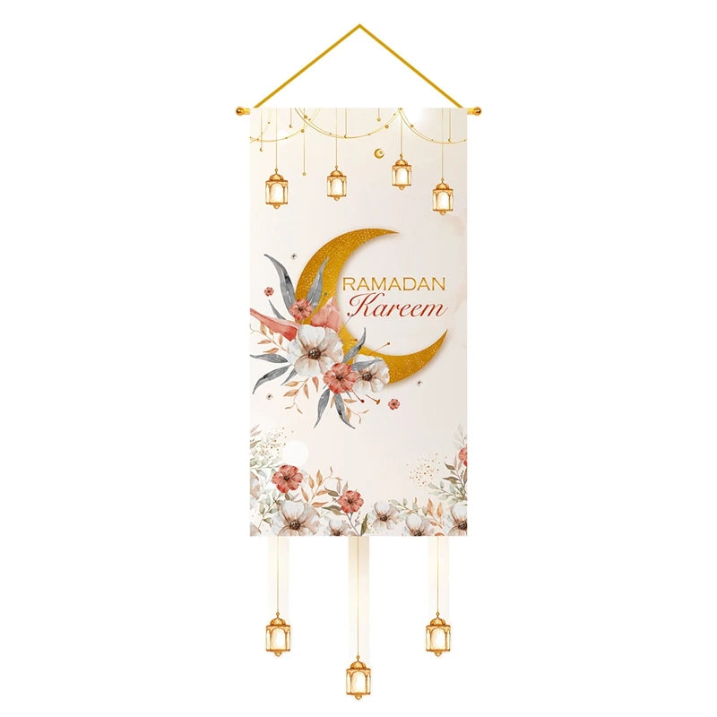 Eid Mubarak Decoration Hanging Flag Eid Mubarak Decor 2025 for Home Islamic Muslim Party Decor Ramadan Kareem Eid Al-Fitr Gift