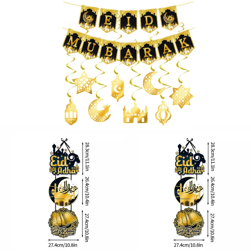 Eid Party Decorations Hanging Pendants Paper Ramadan Hanging Decorations for Wall Door Background Party Drop Hanging Ornaments
