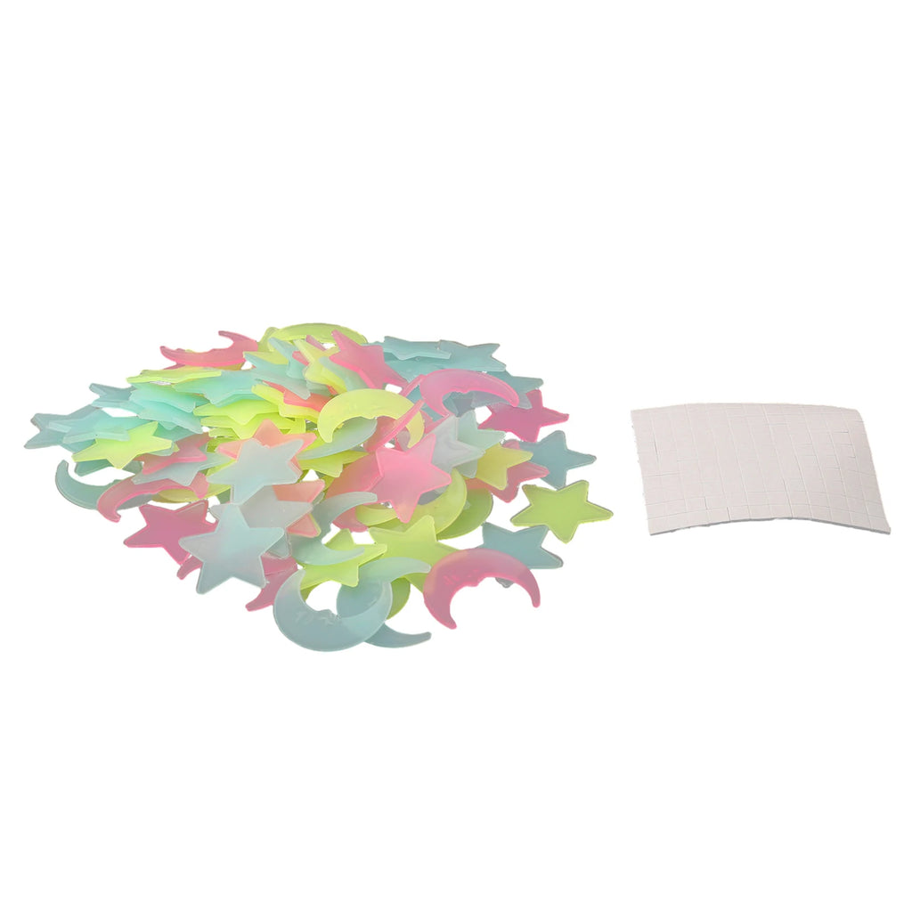 100pcs Stickers Moons Night Art Plastic Removable Bedroom Ceiling Space DIY Star Decal Stars Decor Fluorescent
