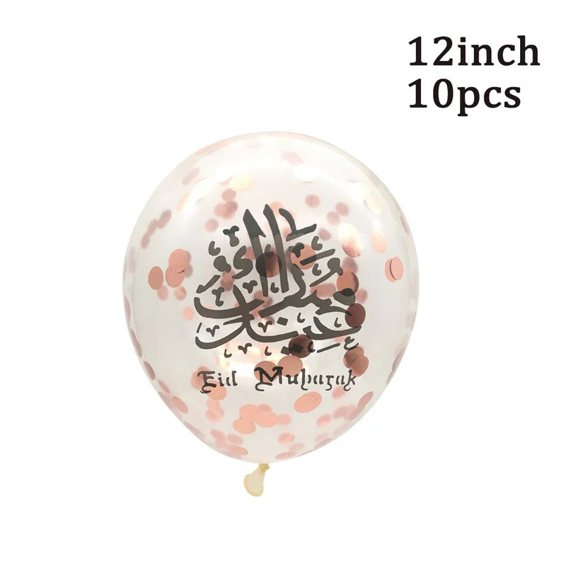 10Pcs Eid Umrah Mubarak Latex Balloon Ramadan Kareem Festival Muslim Islamic Ramadan Party Eid Al-Firt Home Decoration Supplies