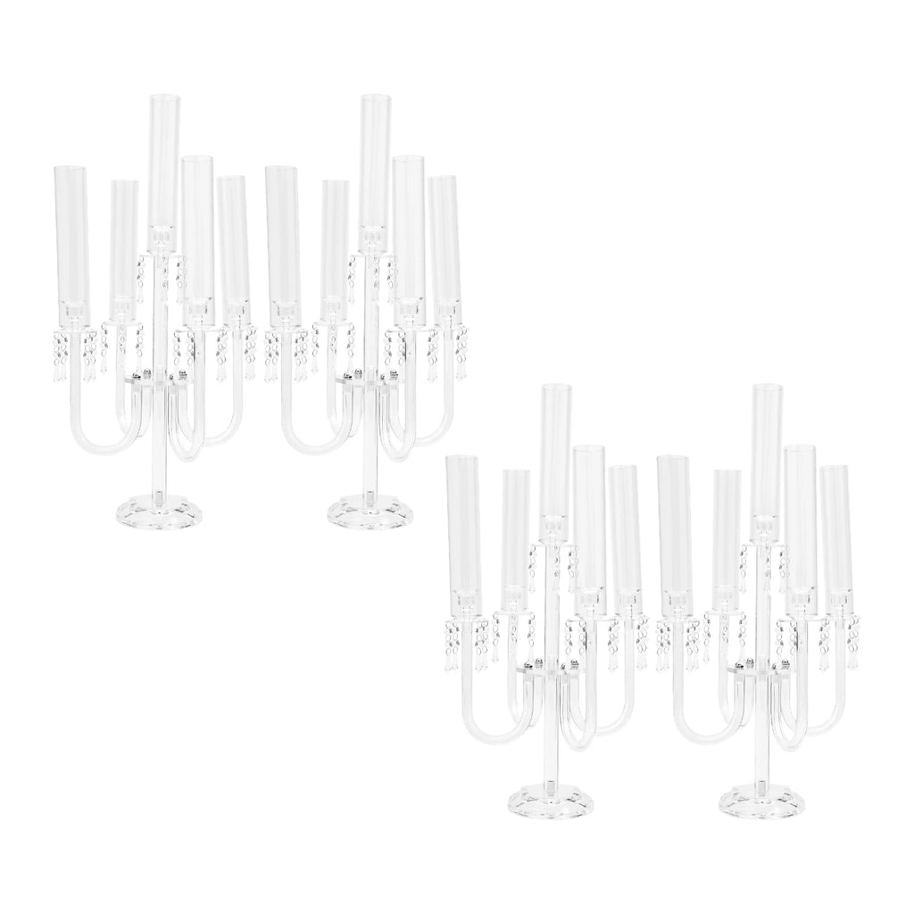 4PCS 4+1 Arms Acrylic Candle Holders  Candelabra Wedding Table Centerpieces Flower Stands Party Candlesticks Decoration