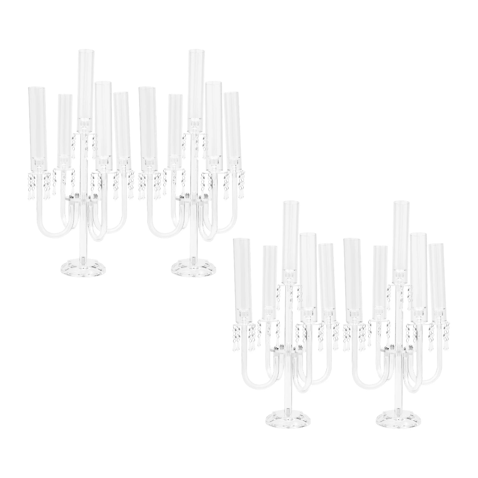 4PCS 4+1 Arms Acrylic Candle Holders  Candelabra Wedding Table Centerpieces Flower Stands Party Candlesticks Decoration