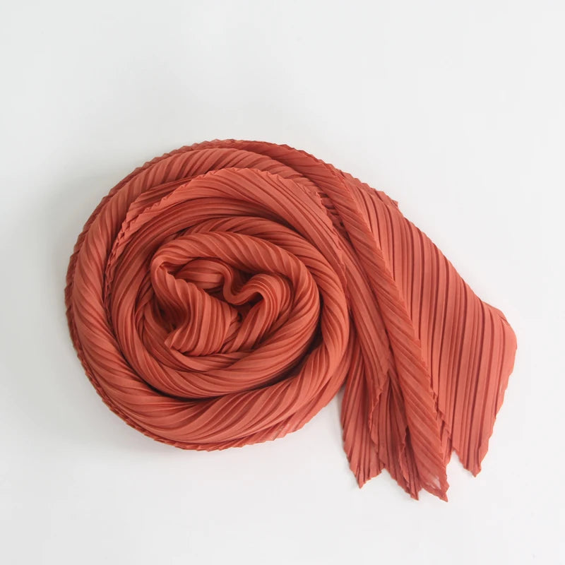 Miyake Pleated Scarf Wide Long Silk 2025 Cape Women Windscreen Shawl Shoulder Designer Korean Scarf Hijabs For Woman