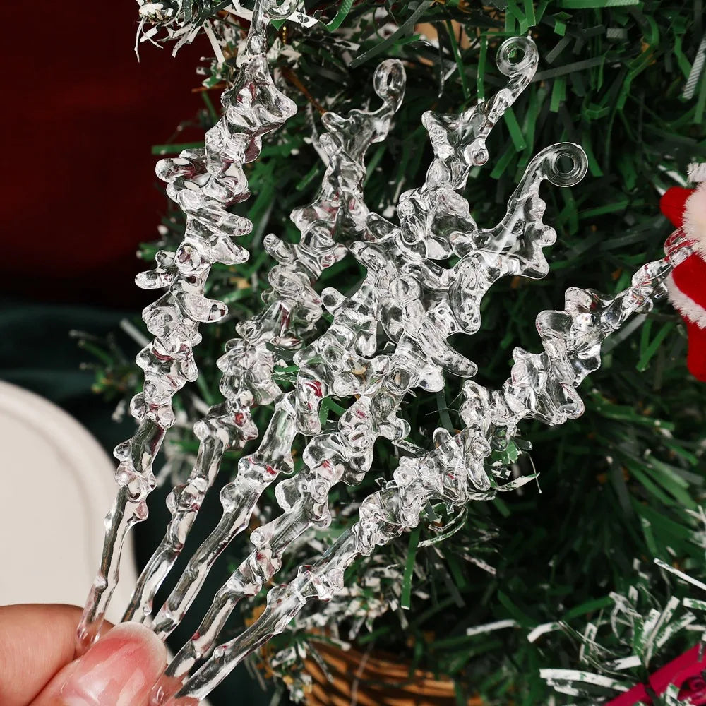 5-20pcs Transparent Acrylic Icicle Ornaments Realistic Frosted Ice Shape Xmas Tree Winter Party Hanging Decor DIY Craft Pendant