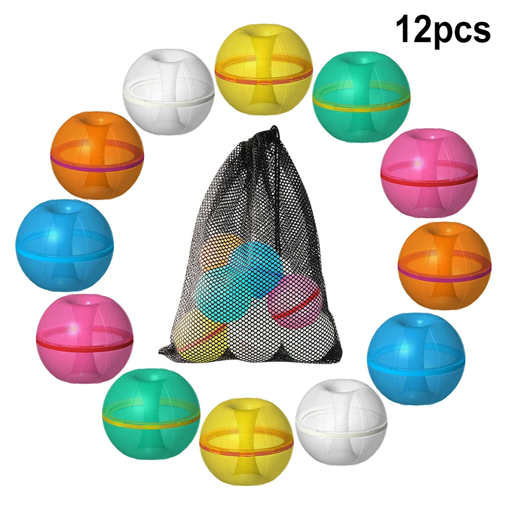 12 Pcs Magnetic Reusable Water Ball Quick Fill Balloons Fun Water Fight Game Magnetic Refillable Water Ball Pool Beach Bath Toys