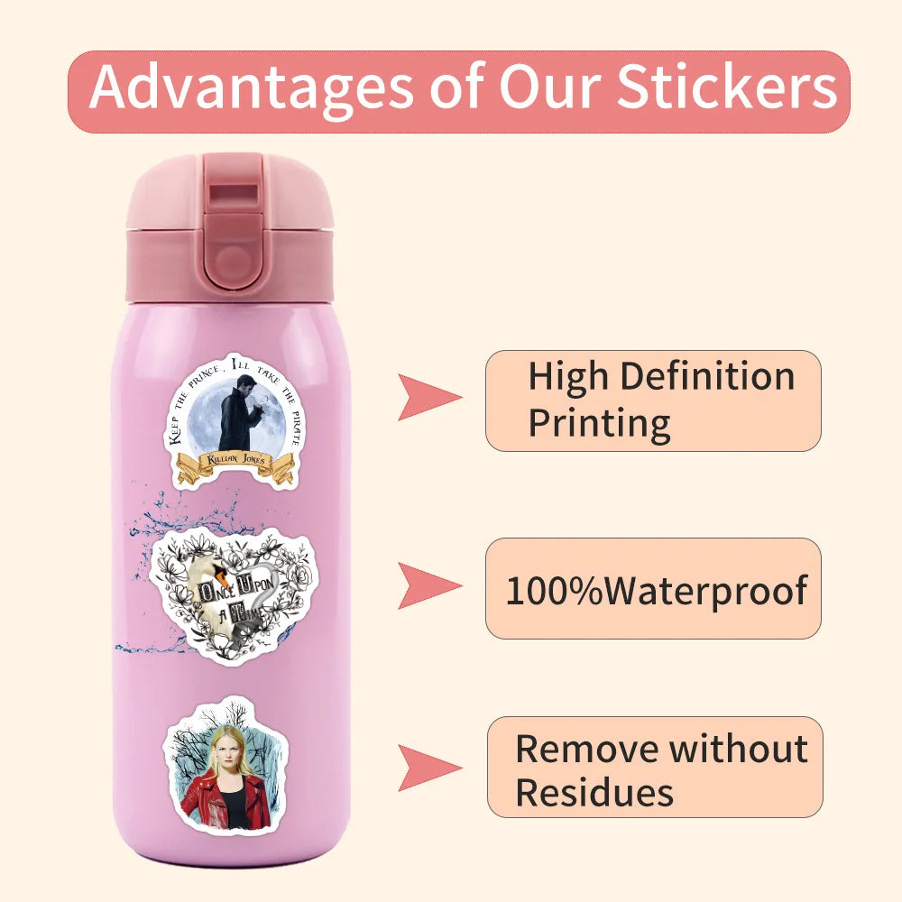 60PCS Once Upon a Time Science Fiction Movies Stickers PVC Decals Toys DIY Waterproof Skateboard Luggage Phone Fridge Gifts