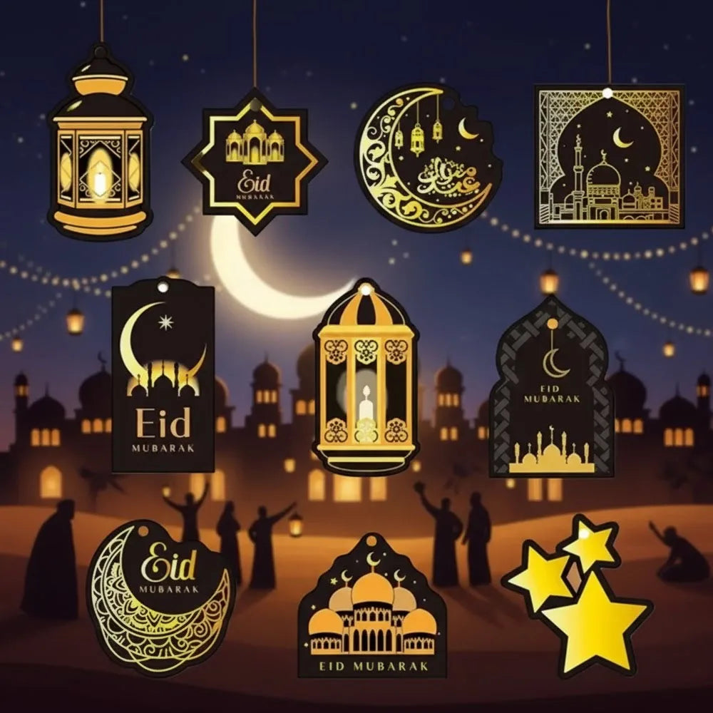 Ramadan Festival Hanging Ornament Moon Stars Castle Design Islamic Muslim Home Decor Party Supplies Mubarak Eid Celebration