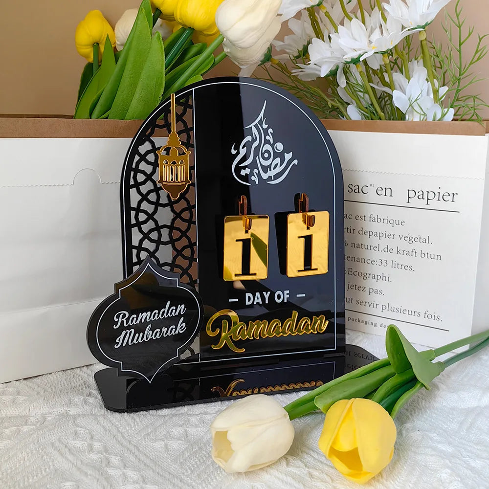 Acrylic Ramadan Countdown Calendar with Base Mubarak Islam Advent Gifts Ramadan Home Desktop Decora Countdown Numbers Calendar
