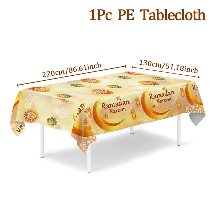 Eid Mubarak Tablecloths Ramadan Decoration 2025 for Home Islamic Muslim Party Decor Ramadan Kareem Tableware Eid Al Adha Gifts