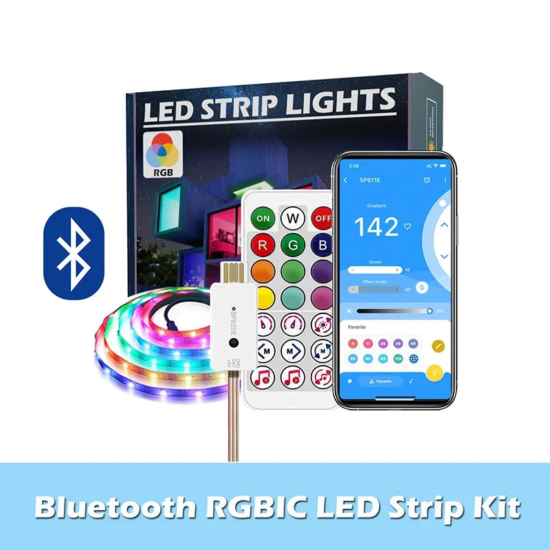 TUYA LED Strip Lights WS2812 RGBIC Addressable Strip Light with Chasing Effect Wifi USB 5V Smartlife Dreamcolor For TV Bedroom