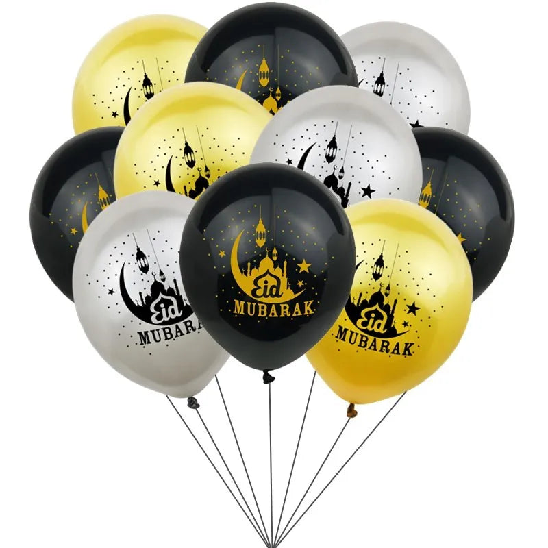 Eid Mubarak Latex Balloon Ramadan Kareem Moon Star Castle Decoration Air Globos Islamic Party Ramadan Mubarak Balloon Eid Gifts